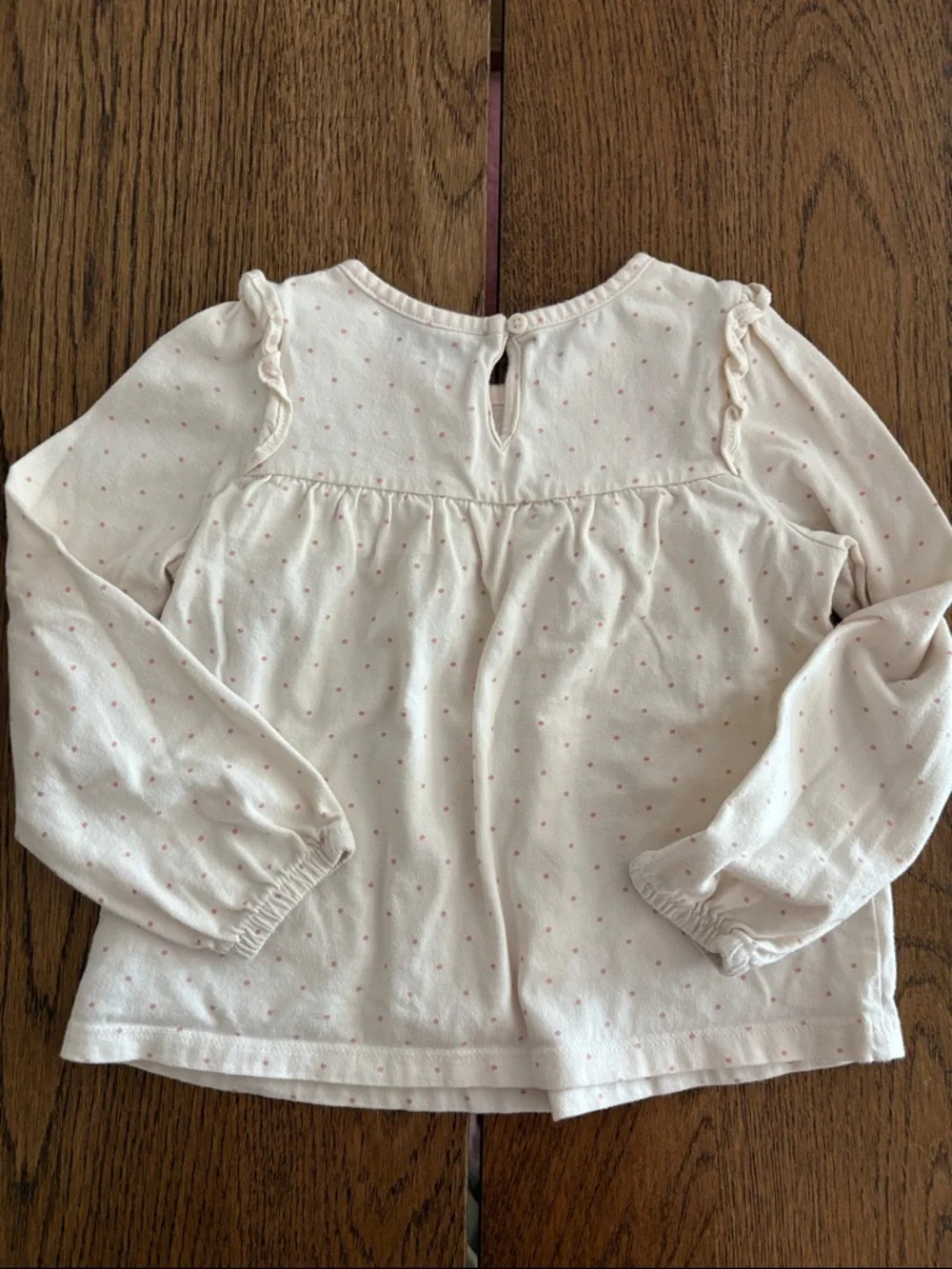 GAP Kids Light Pink Long-Sleeve Smocked Polka Dot Top 100% Cotton